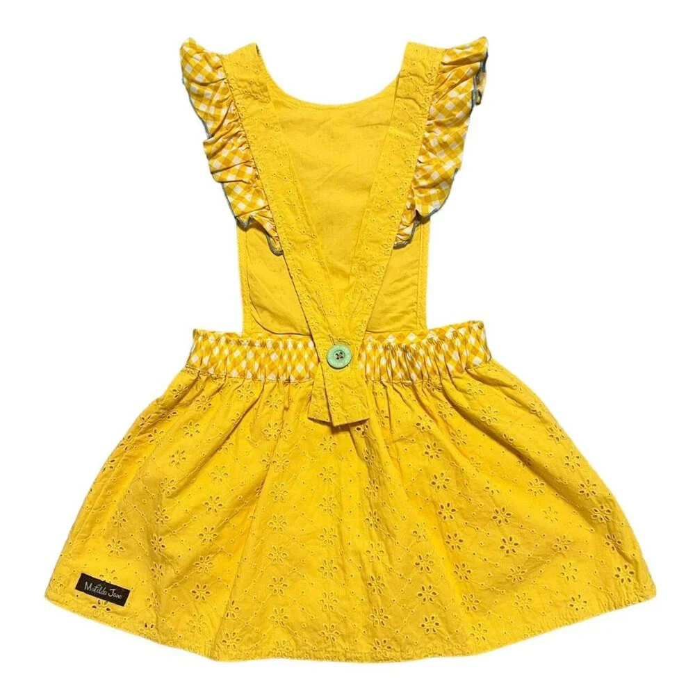Matilda Jane 4Y Splendid Sunshine Yellow Eyelet Pinafore Dress